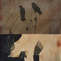 Aged-Handmade-Print-with-coffee-The-Crow-friends