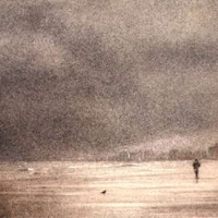 Bromoil Winter beach biker