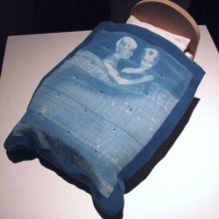 Cyanotype Bedspread selfportrait with Peter