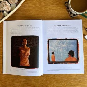 Each artists is presented on a spread where they talk about their art and why they choose the specific process they work in. On this spread: Christina Z. Anderson