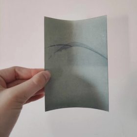 Cyanotype exposed in a pinhole camera.
